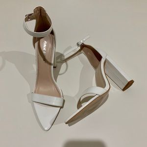 Public Desire White Ankle-Strap Heels